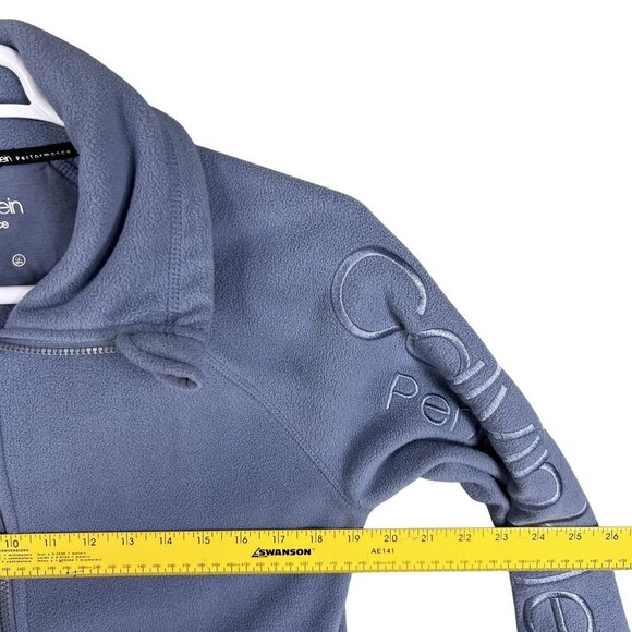 Calvin Klein Performance Women S Polar Fleece Jacket Baby Blue Full Zip SpellOut - Picture 10 of 15